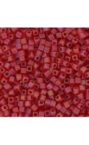 Miyuki square - cubes 1.8mm Beads - Matted light red ab SB18-140FR